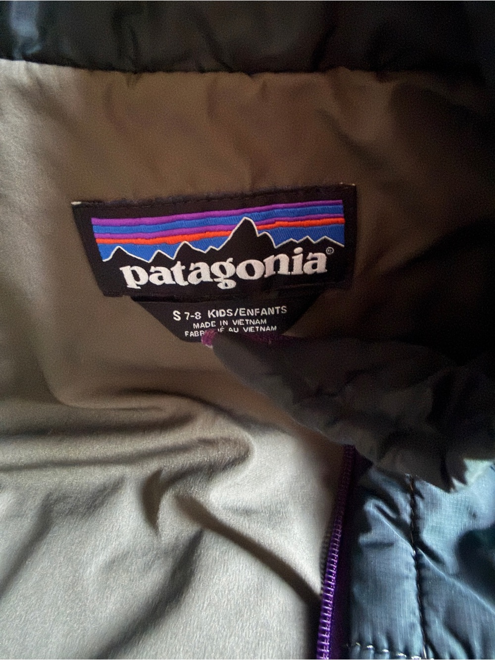 Patagonia Quilted Jacket in Dark Teal with Purple Accent - Picture 3 of 4